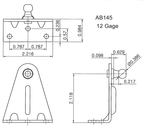 Part Number AB145 Schematic Drawing - Mounting Hardware For Signature Series Gas Springs