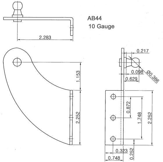 Part Number AB44 Schematic Diagram - Mounting Hardware For Signature Series Gas Springs